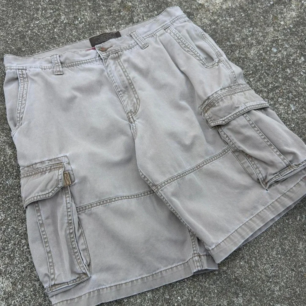 Vintage Y2K Old Navy Cargo Shorts Workwear Gorpcore Khaki Beige 34 (f11)